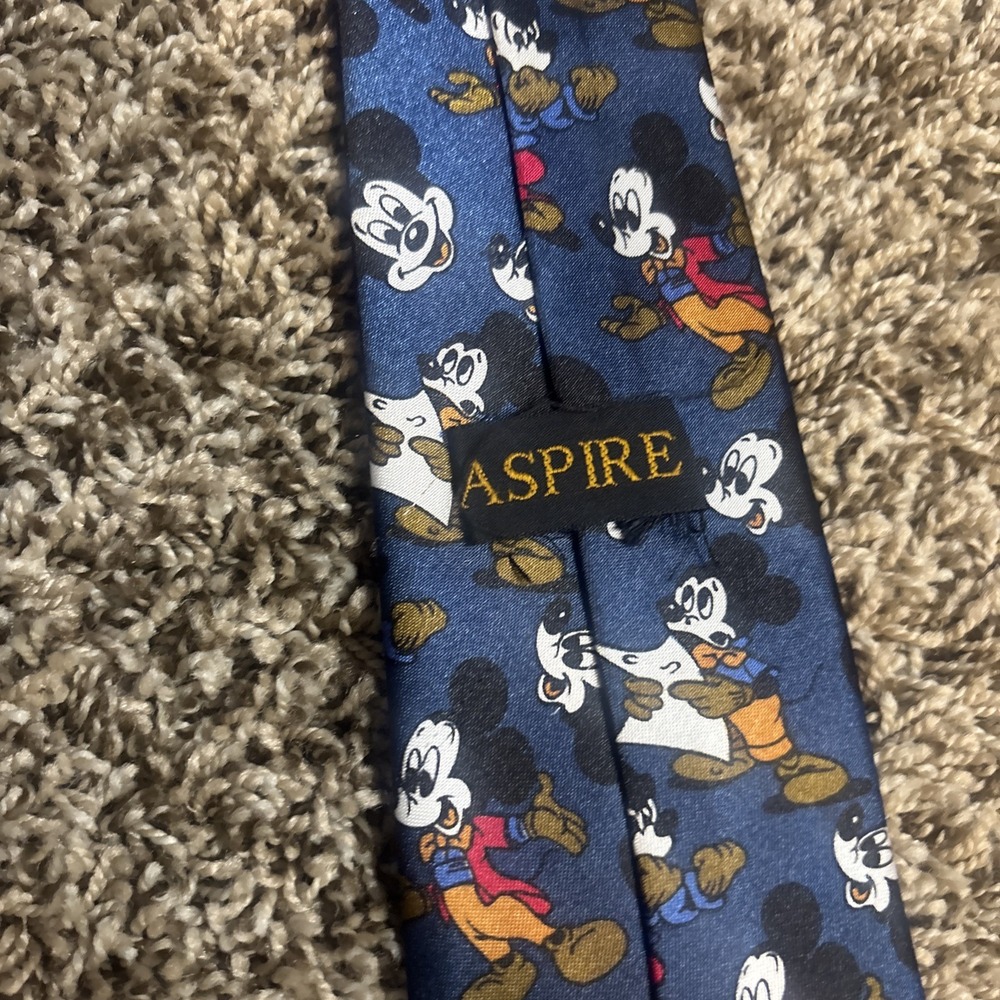 Disney Mickey Mouse Blue 100% Silk Golf Tie by Aspire - Picture 3 of 4